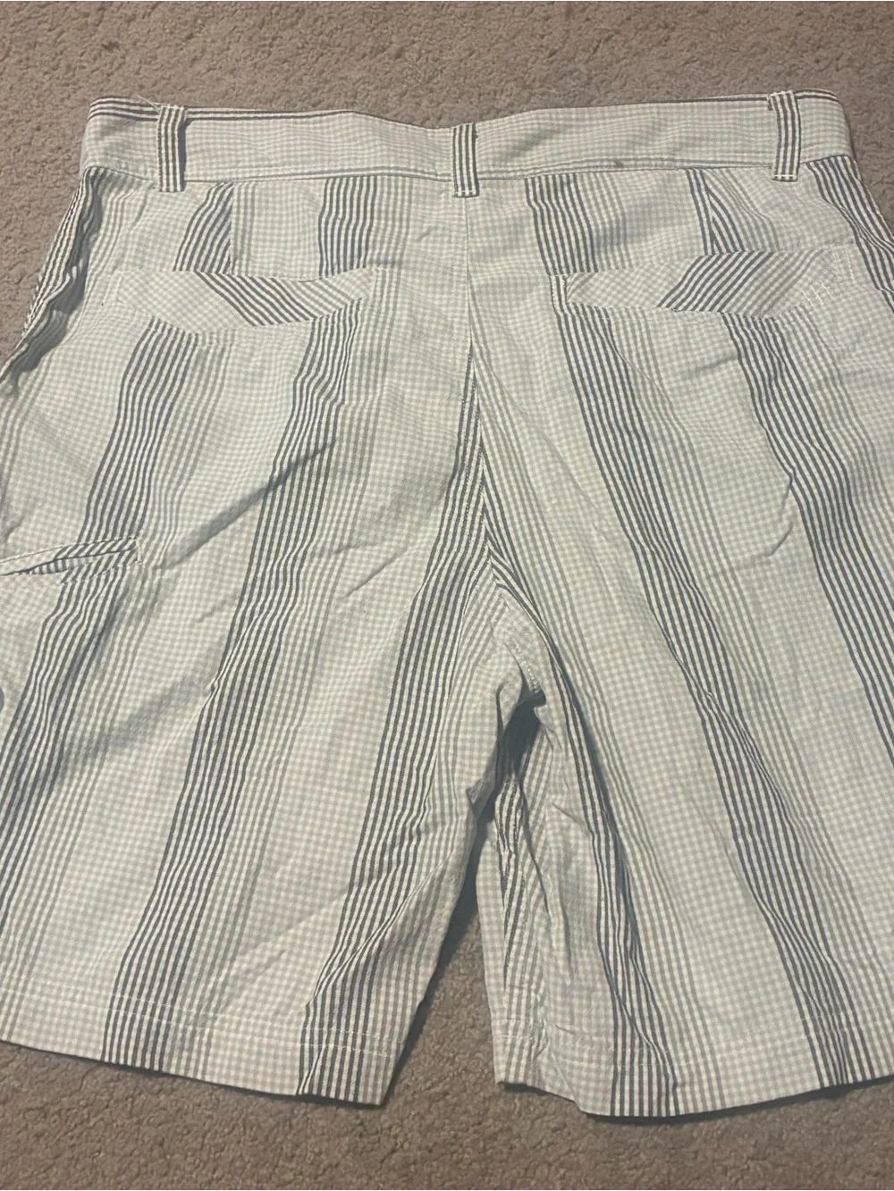 lululemon athletica Blue and White Striped Seersucker Shorts